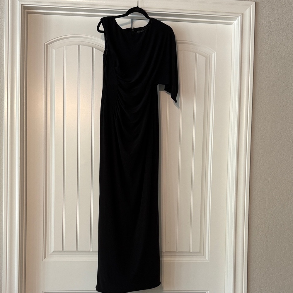 Adrianna Papell Black One-Shoulder Gown